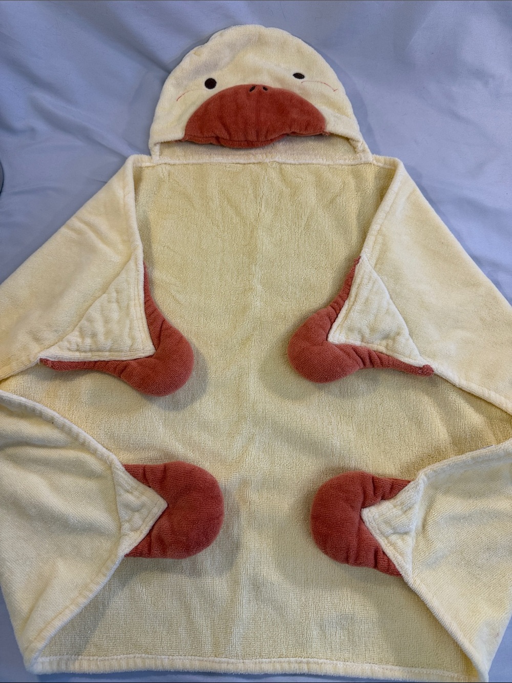Duck Hooded Baby Towel Wrap - Yellow with Orange Beak/Feet